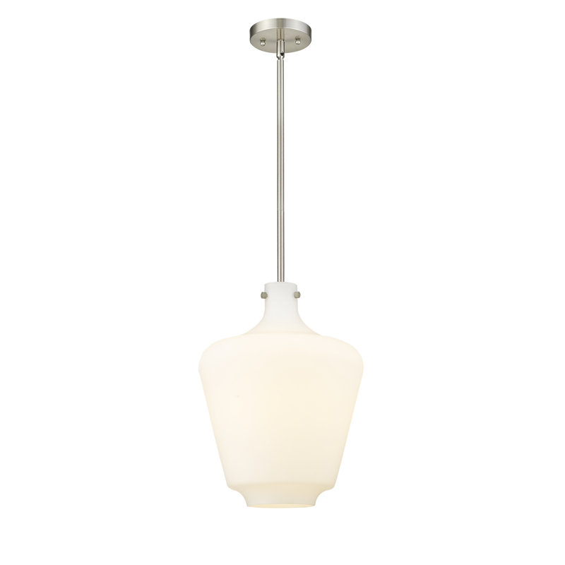 Luminaire suspendu sphère 1 lumière Hedin, Blanc mat, DEL, Nickel satiné brossé
