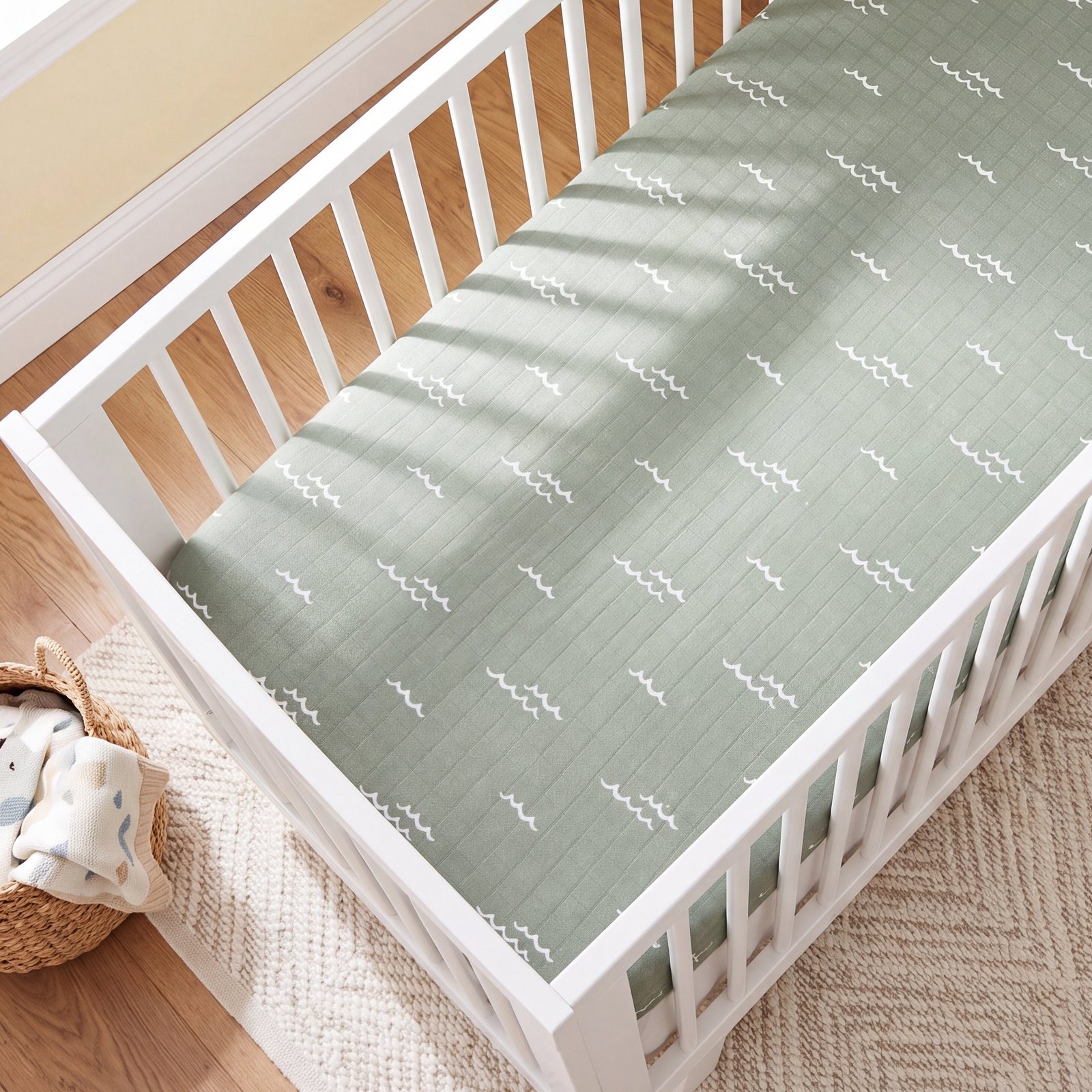 Ocean Waves Muslin Crib Sheet