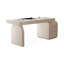 Bureau rectangulaire blanc et beige en bois manufacturé avec 4 tiroirs-7746177
