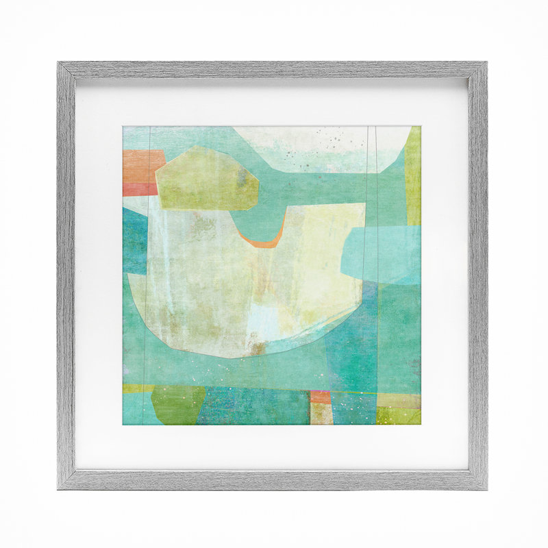 «Aqua Pool Abstraction», reproduction sous verre encadrée, conception de Suzanne Nicoll, Cadre de ferme gris