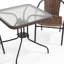 Table carrée en verre et métal de 28 po avec bordure en rotin et 2 chaises empilables en rotin Amlie-1535010306