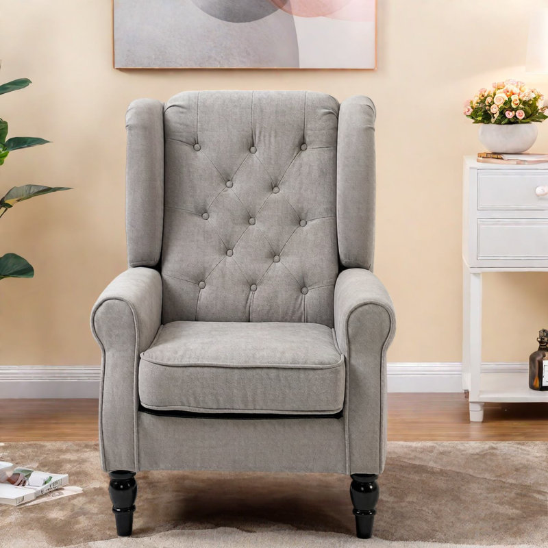 Fauteuils d'appoint à oreilles Comfort, bois de polyester gris, lecture moderne