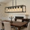 Lustre linéaire à 6 lumières, luminaire suspendu de style campagne moderne à hauteur réglable pour îlot de cuisine, salle à manger et bar, luminaire en métal noir avec compatibilité à intensité variable