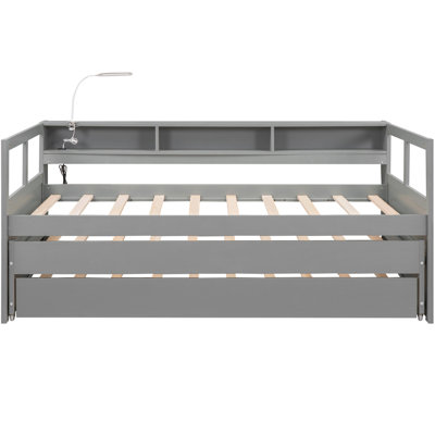 Lit de jour simple TG avec 2 lits gigognes et 3 - Gris, chargement, précieux lits gris, rangement, avantage