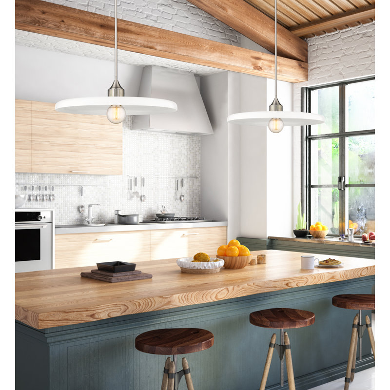 Jamyla 1 - Light Unique/Statement Pendant, Brushed Nickel, Gloss Opal, 6.75" H x 24" W x 24" D
