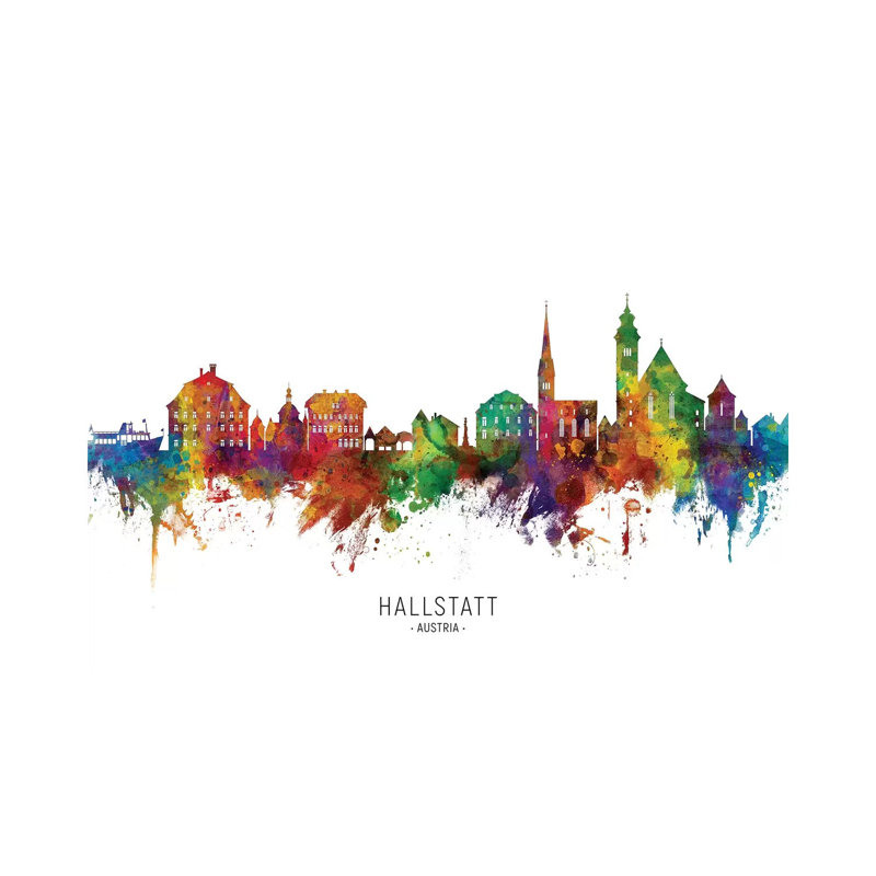 Hallstatt Austria Skyline by Michael Tompsett - Wrapped Canvas Painting, 20.32 cm H x 30.48 cm W