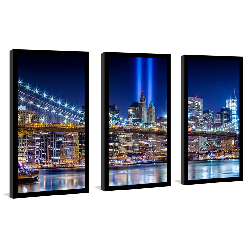 World Trade Center Lights over Manhattan - ensemble de 3 reproductions de photos sur acrylique