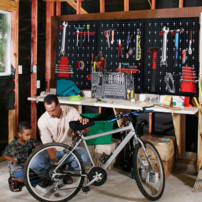 Tool Pegboard Metal 120x60x2 cm Wall Mounted Tool Board Three-part with 17pcs Hook & Holders DIY Wall Panels Tool Storage Organiser for Workshop Garage Shed