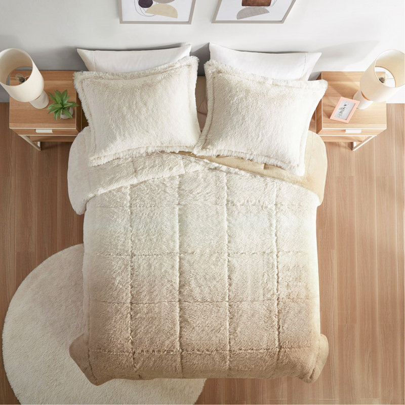 Ensemble d'édredon pour lit simple / simple TG, Twin/Twin Extra Long Comforter + 2 Shams, Dégradé naturel