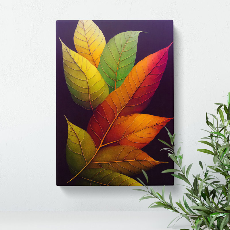 Leaves In Colour No.5 - Print, Wrapped Canvas, 50cm H x 35cm W, No Matte