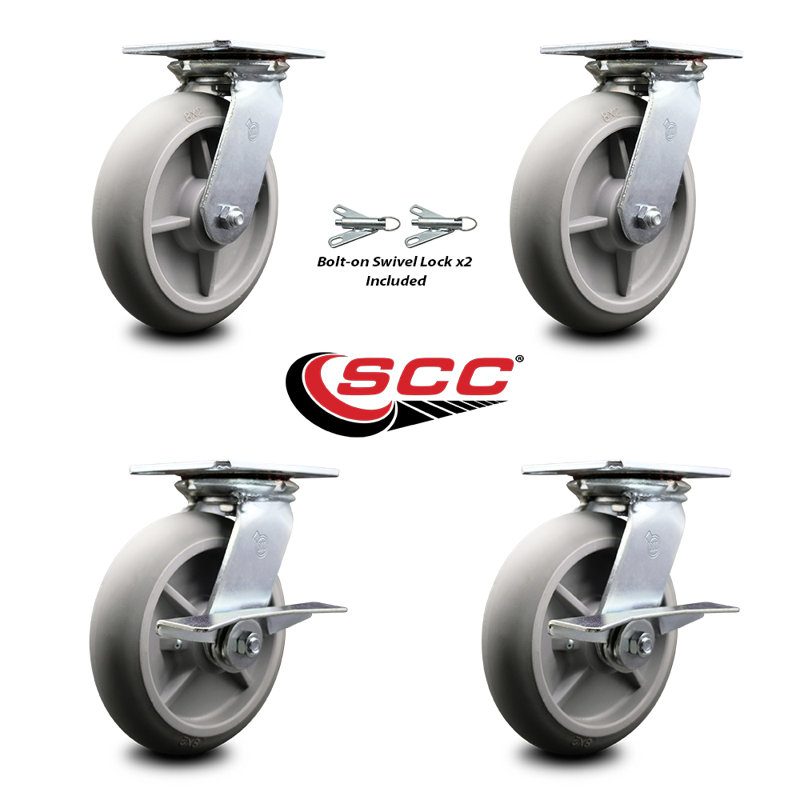 4-Piece Thermoplastic Rubber Caster Set