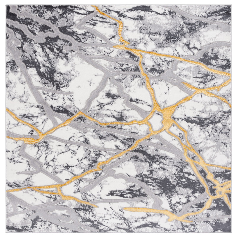 Loranza Performance Performance Abstract Rug, Square 6'7"
