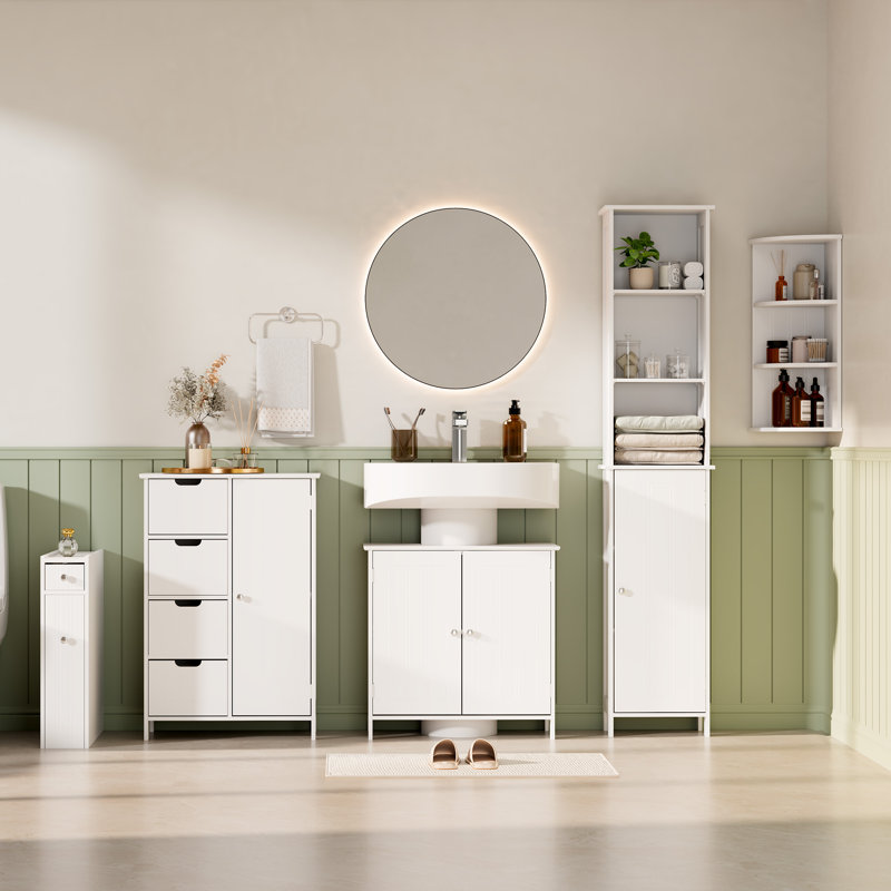 Camp Ellis 25.5 x 60.5cm Corner Wall Mounted Cabinet, White