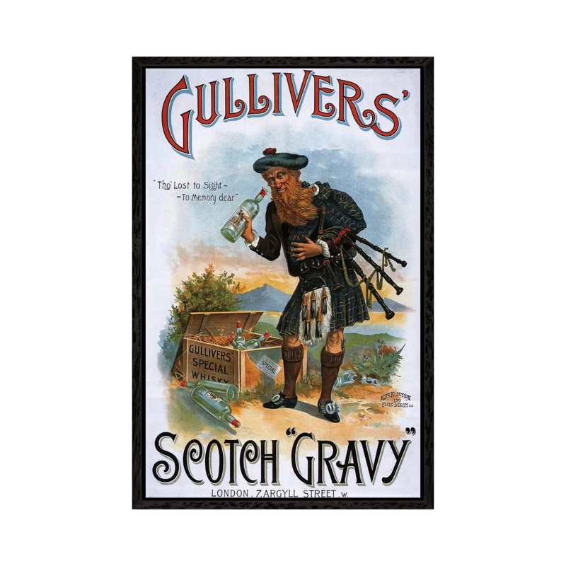 1899 Gulliver's Whisky - Print on Canvas, Black Framed, 66.04 cm H x 45.72 cm W