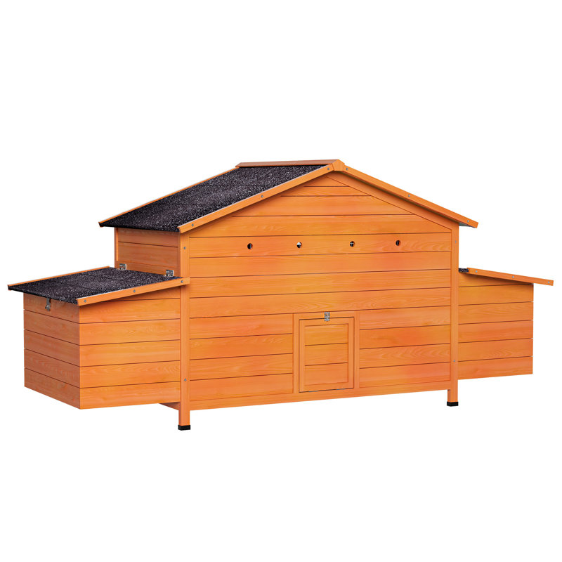 Grand poulailler en bois avec nichoir, toit imperméable, serrure sécuritaire, poulailler ventilé avec perchoir et plateau coulissant pour un nettoyage facile