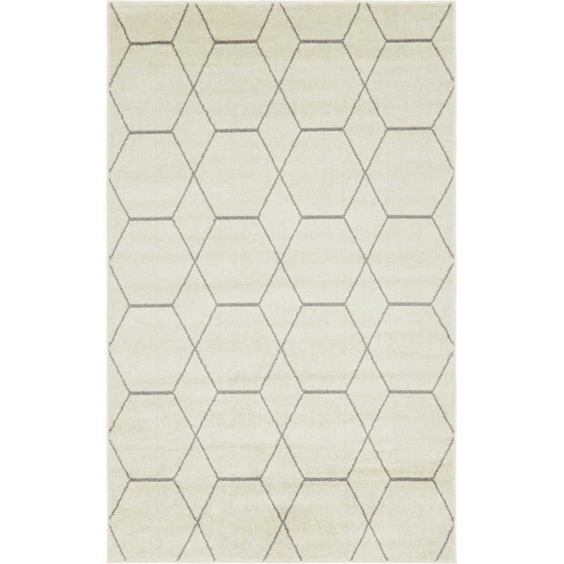 Debrodie Geometric Area Rug, Rectangle 3'1" x 5'3", Light Gray