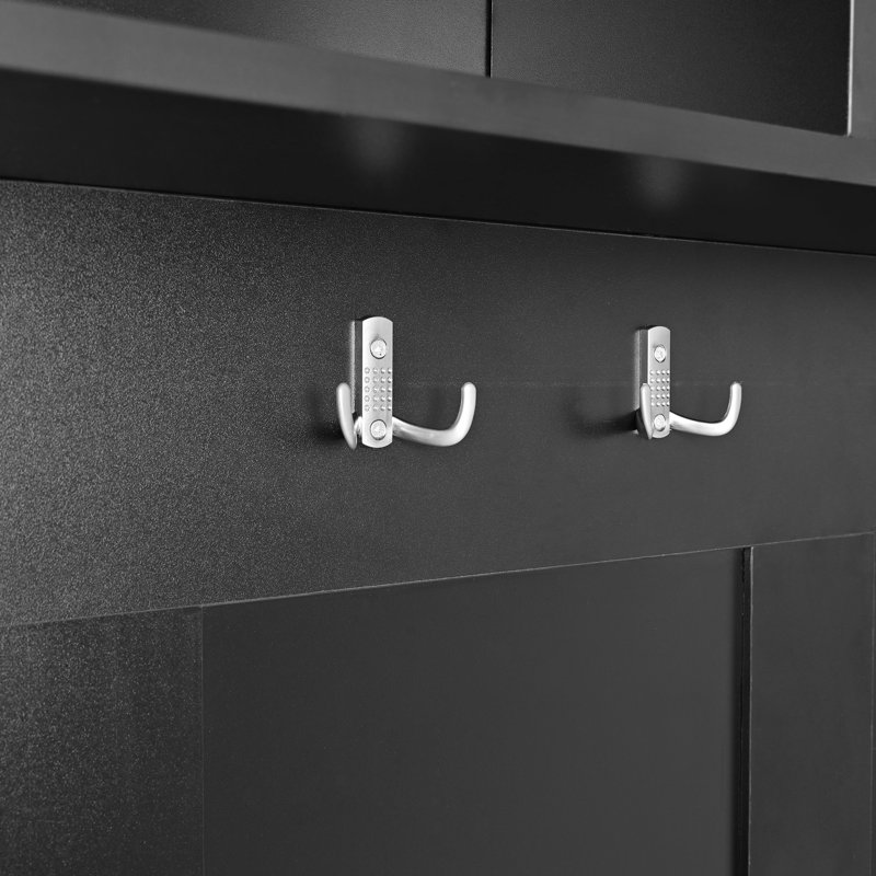 Portemanteau 3-en-1 avec portes coulissantes, portemanteau polyvalent, armoire de banc, Black