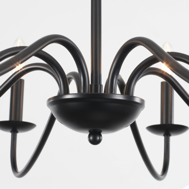 Aretzy 8-Light Dimmable Classic Candle Style Rustic Linear Farmhouse Chandelier for Kitchen Island, Black