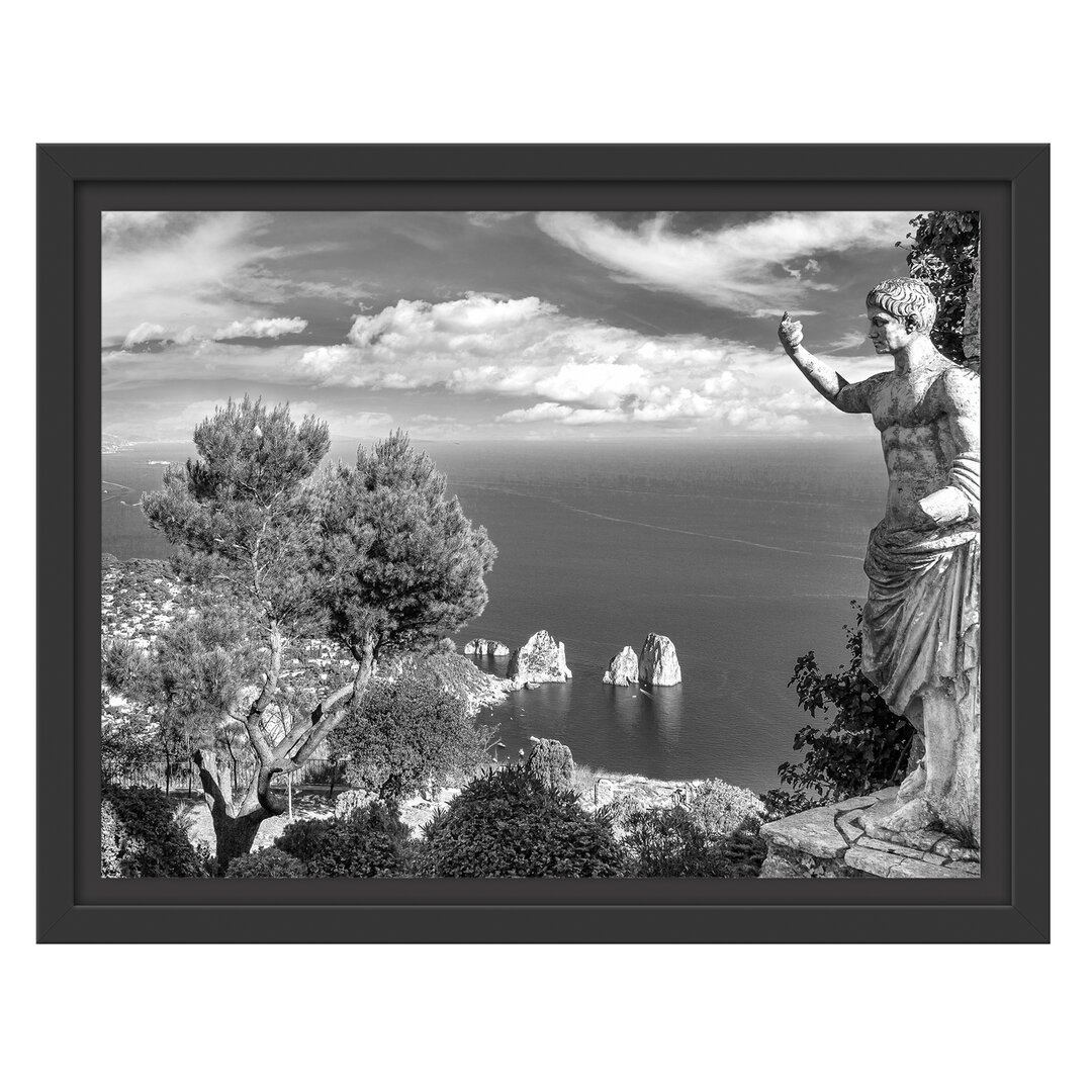 Gerahmtes Wandbild Insel Capri in Italien Kunst B&W