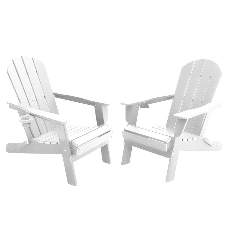 Folding Resin Adirondack Chairs (set Of 2), White