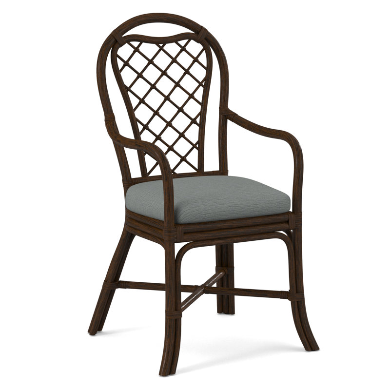 Trellis Dining Arm Chair, Beige Performance Fabric; 0851-73, Coffee
