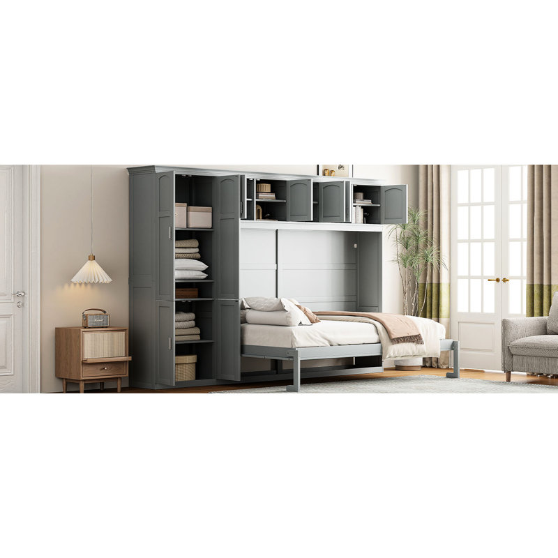 Grand lit en gris - polyvalent et fonctionnel, transformez votre espace de vie