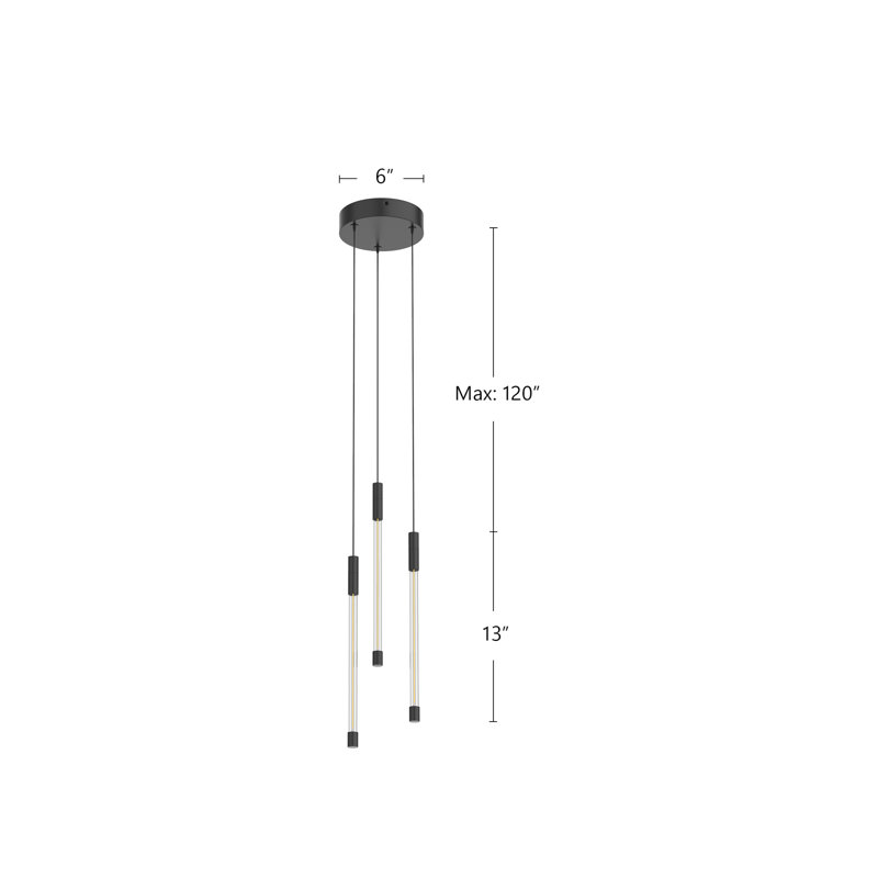 Motif 3 - Light LED Pendant, 13" H x 4.75" W x 4.75" D