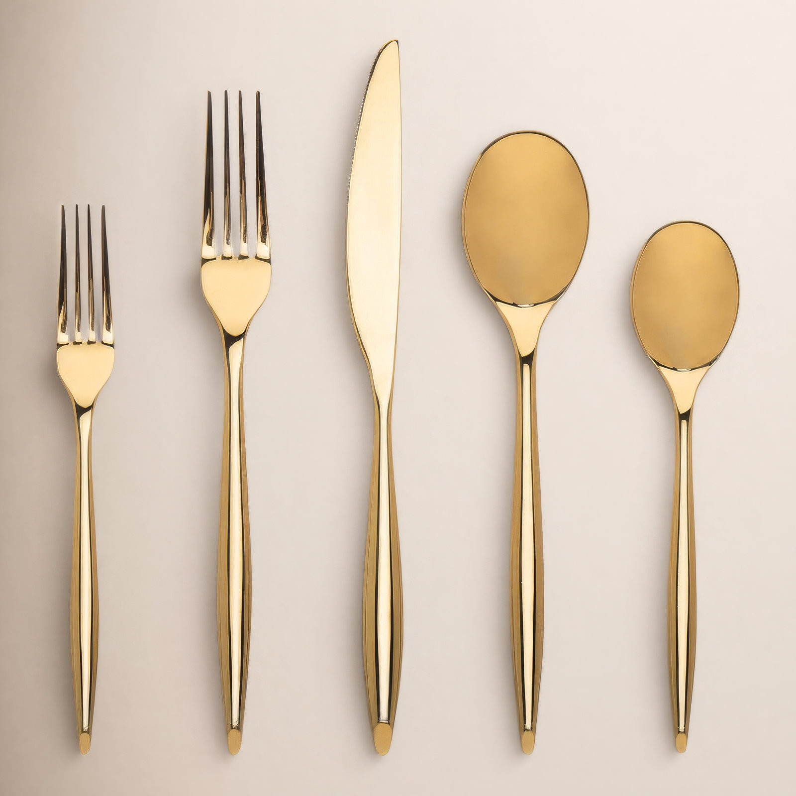 Milano Flatware Set - Service for 4, Mirrored Gold