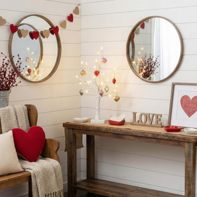 2ft. Pre-lit Artificial Valentine's Day Twig Tree With 24 Warm White Led Lights And Heart Ornaments