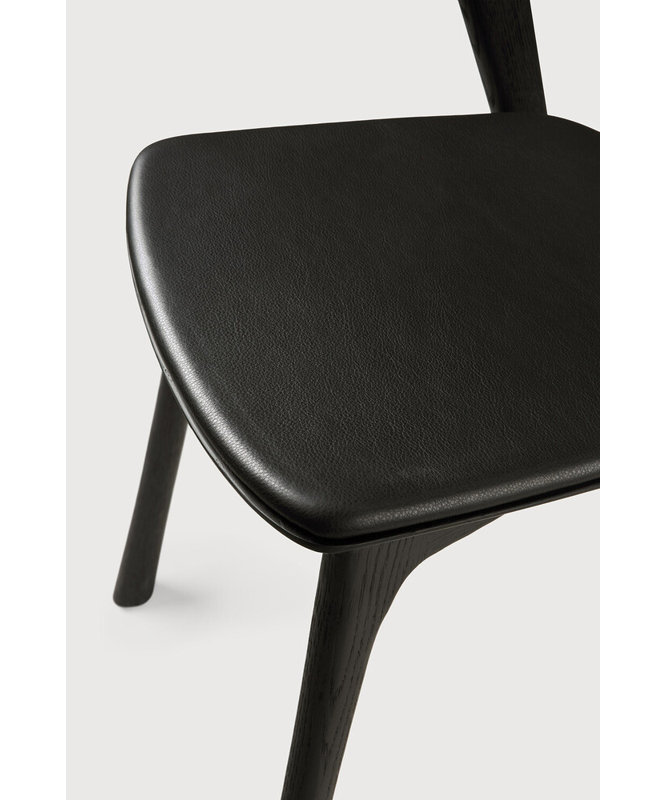Bok Leather Dining Chair, Black Leather, Black