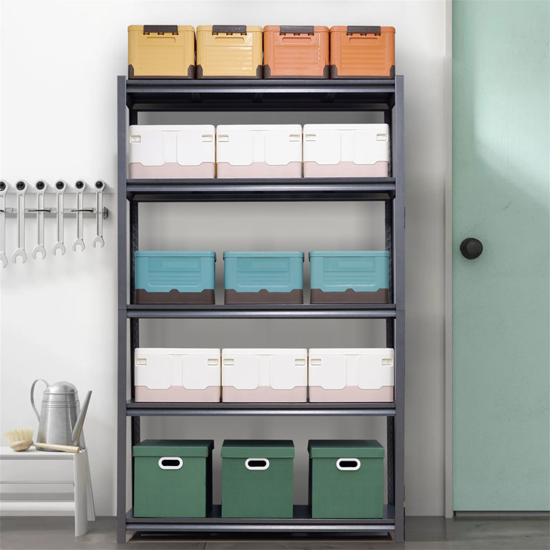 78"H  5 Tier Metal Shelves For Storage Garage Shelving 2000LBS Heavy Duty Storage Shelves Adjustable Garage Shelf Industrial Shelving Unit Storage Utility Rack