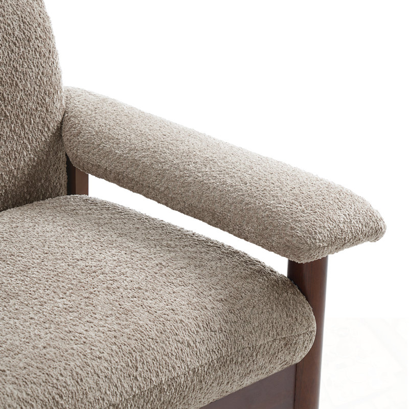 Causeuse avec coussins d'accoudoirs et pieds en bois robustes, Brown