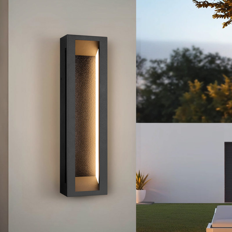 20 lumières murales d'extérieur rectangulaires noires modernes à DEL 20 po, H 19,7 po x l 5,1 po x P 3,1 po, 24 W