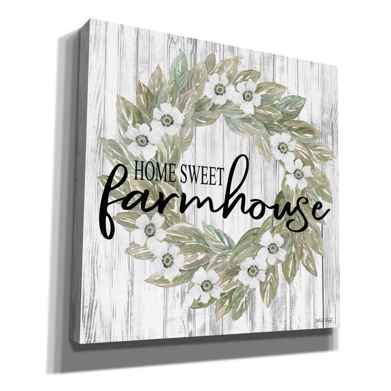 «Home Sweet Farmhouse Wreath» par Cindy Jacobs, art mural sur toile, H 37 po x l 37 po x P 1,5 po