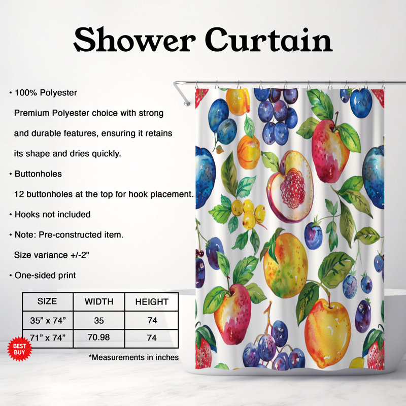 Spring Splash - Rideau de douche Premium, H 74 po x l 71 po