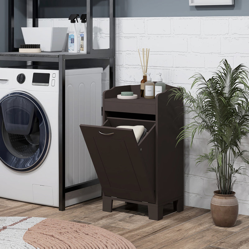 Rangement de salle de bain, panier à linge inclinable de 31 po, café, armoire à paniers de coin utilize, améliorer l'organisation