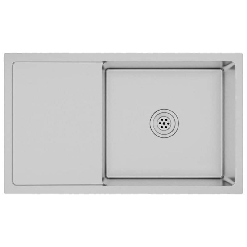 vidaXL Kitchen Sink with Strainer, Stainless Steel Top-Mount Sink, Fast Drainage, Anti-Corrosion, Silver, 17.3" W x 29.5" L