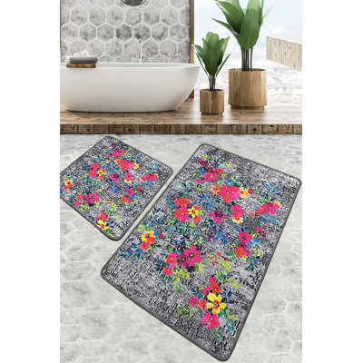 Luxurious Bathmat Set (2 Pieces), Antibacterial Polyester, 23.6 x 39.4 inches & 19.7 x 23.6 inches | Soft 0.4-inch Pile Height, Non-Slip Underside, Machine Washable | Ideal for Bathroom Comfort & Safety