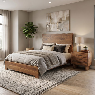 Frausto Live Edge Solid Wood Panel Bed