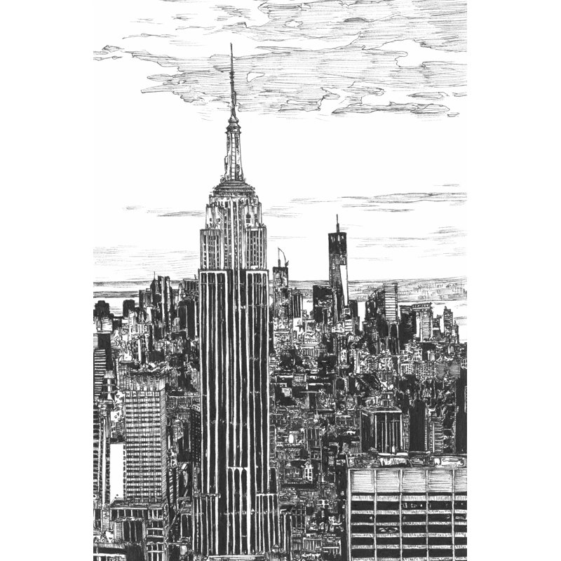 B&W US Cityscape-NYC - Wrapped Canvas Print, 46cm H x 30cm W