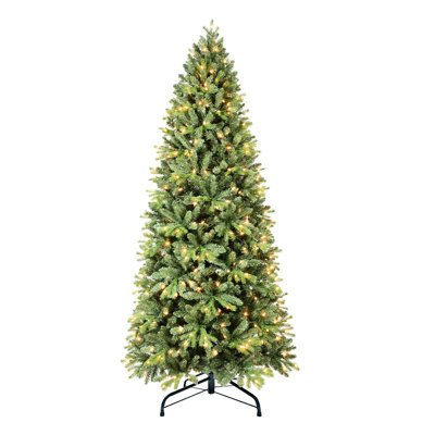 7.5ft Christmas Decor With 1599 Realistic Tips And 450 Warm White Led Lights, +pe Branches, Easy - To Up Hinged Design, Strong Metal Base Tree Dense Looking Lifelike Full Textured , Branches For