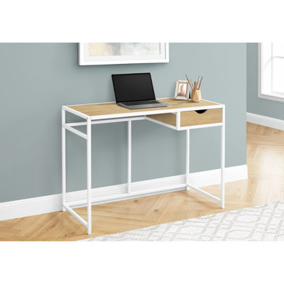Table de bureau à domicile en stratifié naturel avec rangement pour ordinateur portable et bureau compact de 42 po