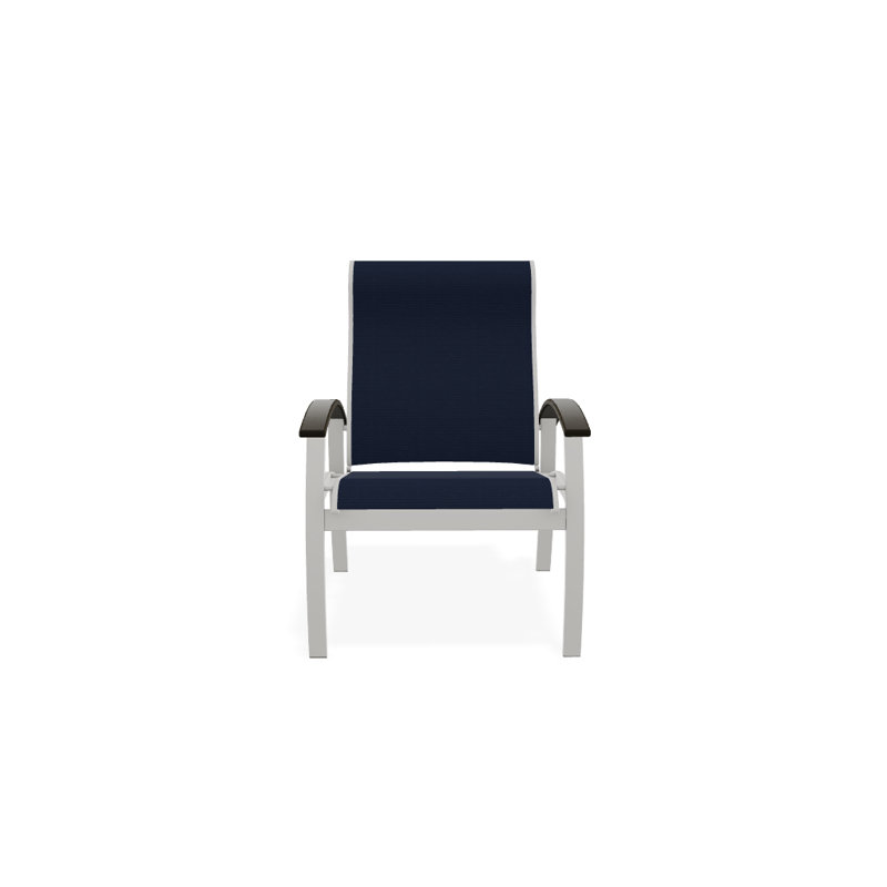 Chaise de patio Askar, Beachwood, Bleu marine 13D Sunbrella®, Neige texturée