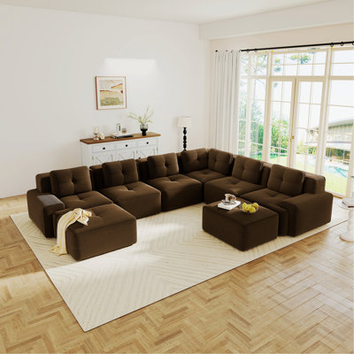 Canapé modulaire d'angle modulaire avec repose-pieds mobile