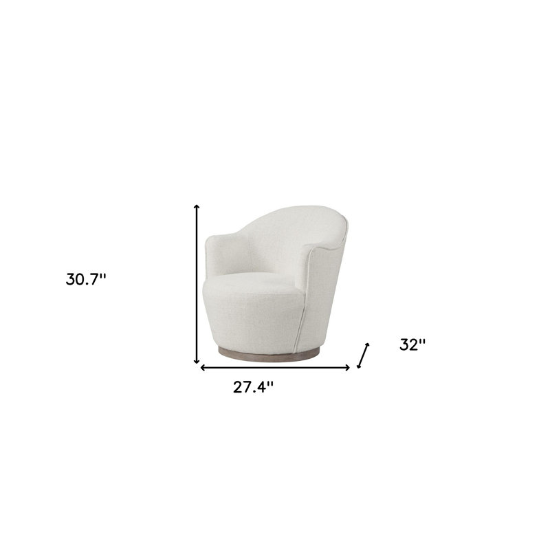 27" Off White Fabric Swivel Barrel Chair