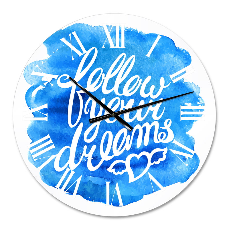Follow Your Dreams I - Horloge murale moderne, Moyen