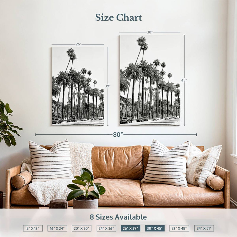 Sireci Black California LA's Palm Trees, 39" H x 26" W