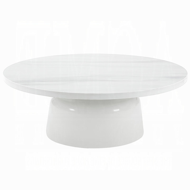Table basse Zayn, base piédestal, faux marbre blanc, 40 po