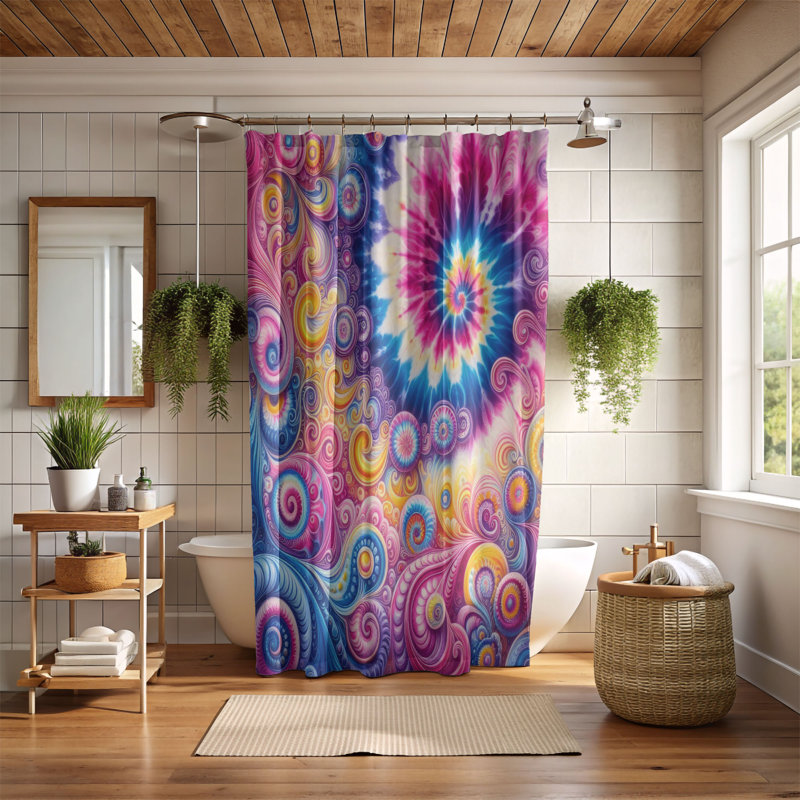 Rideau de douche standard 1 pièce Groovy Color Swirls, H 74 po x l 40 po