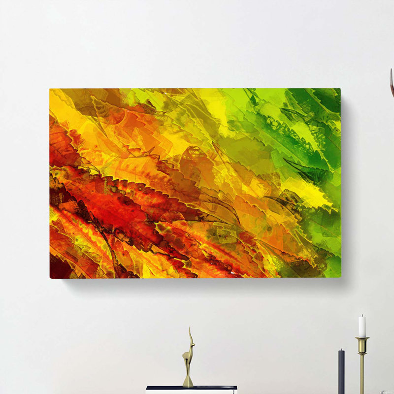 Colourful Leaves in Abstract - Wrapped Canvas, 35cm H x 50cm W x 3cm D